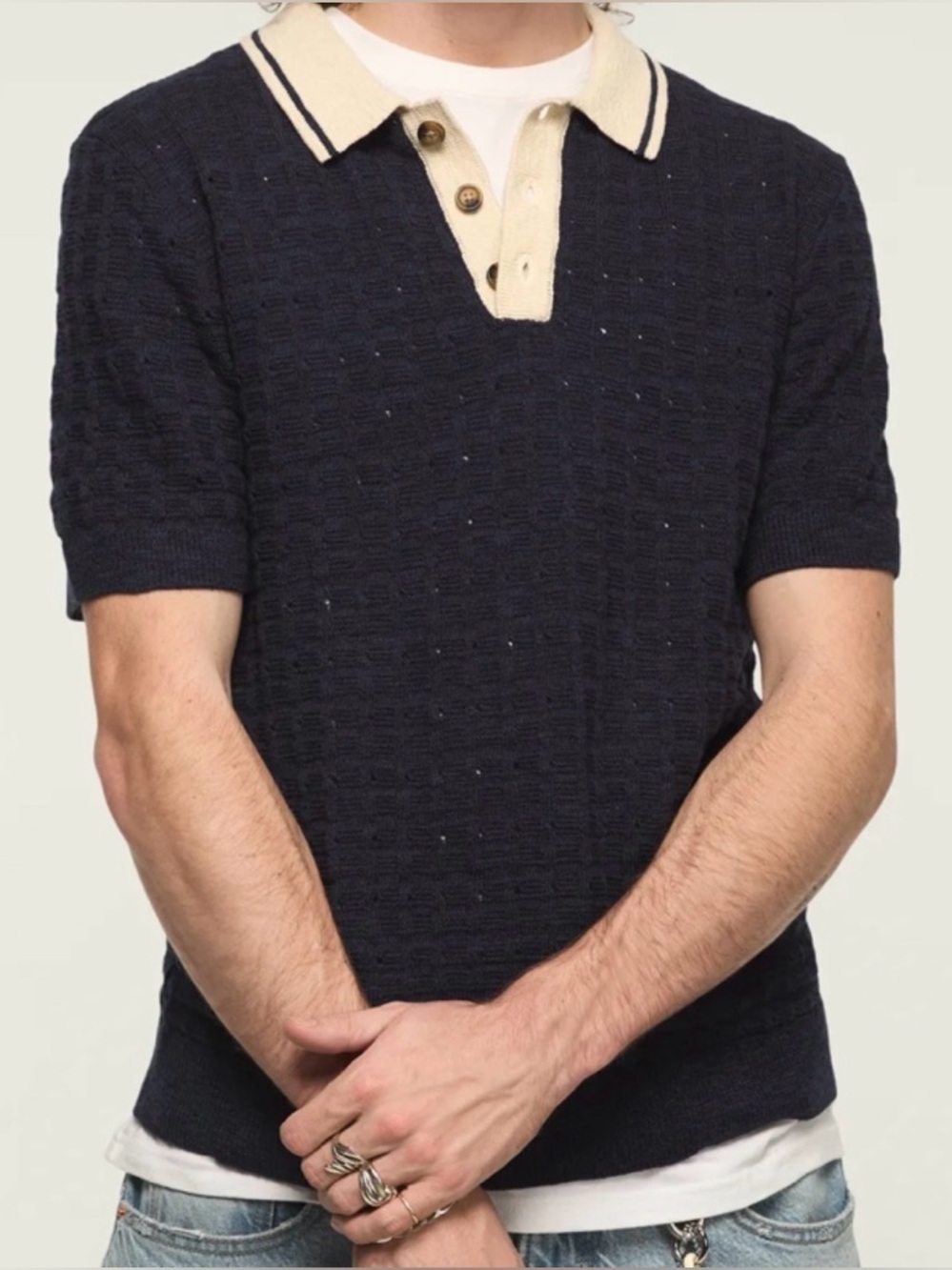 Lucky Brand Contrast Tip Polo Cadet Navy Blue XL BNWT
